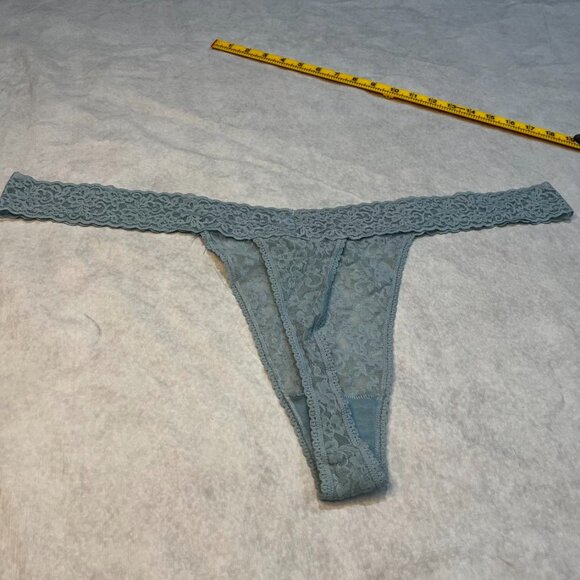 BP Lace Low-Rise Thong Blue Grey Floral Stretch Lingerie Panty Plus 4X - Picture 7 of 10